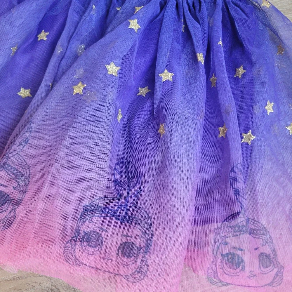 L.O.L. Surprise! Girls Tutu Skirt Size 7/8 Purple Pink Ombre Glitter Star Party
